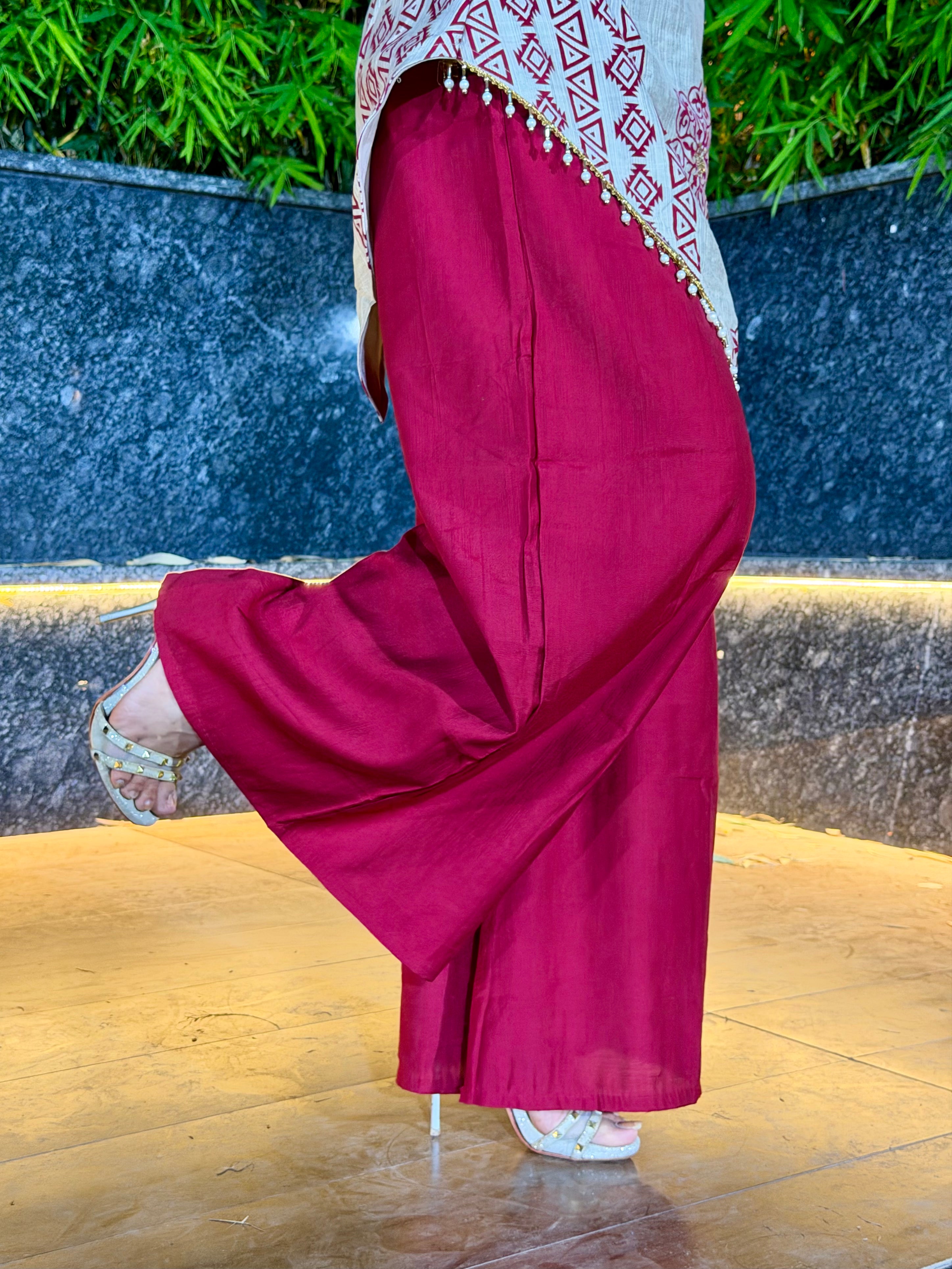 Vaani Plazo Set (Unstitched Sleeves Included)