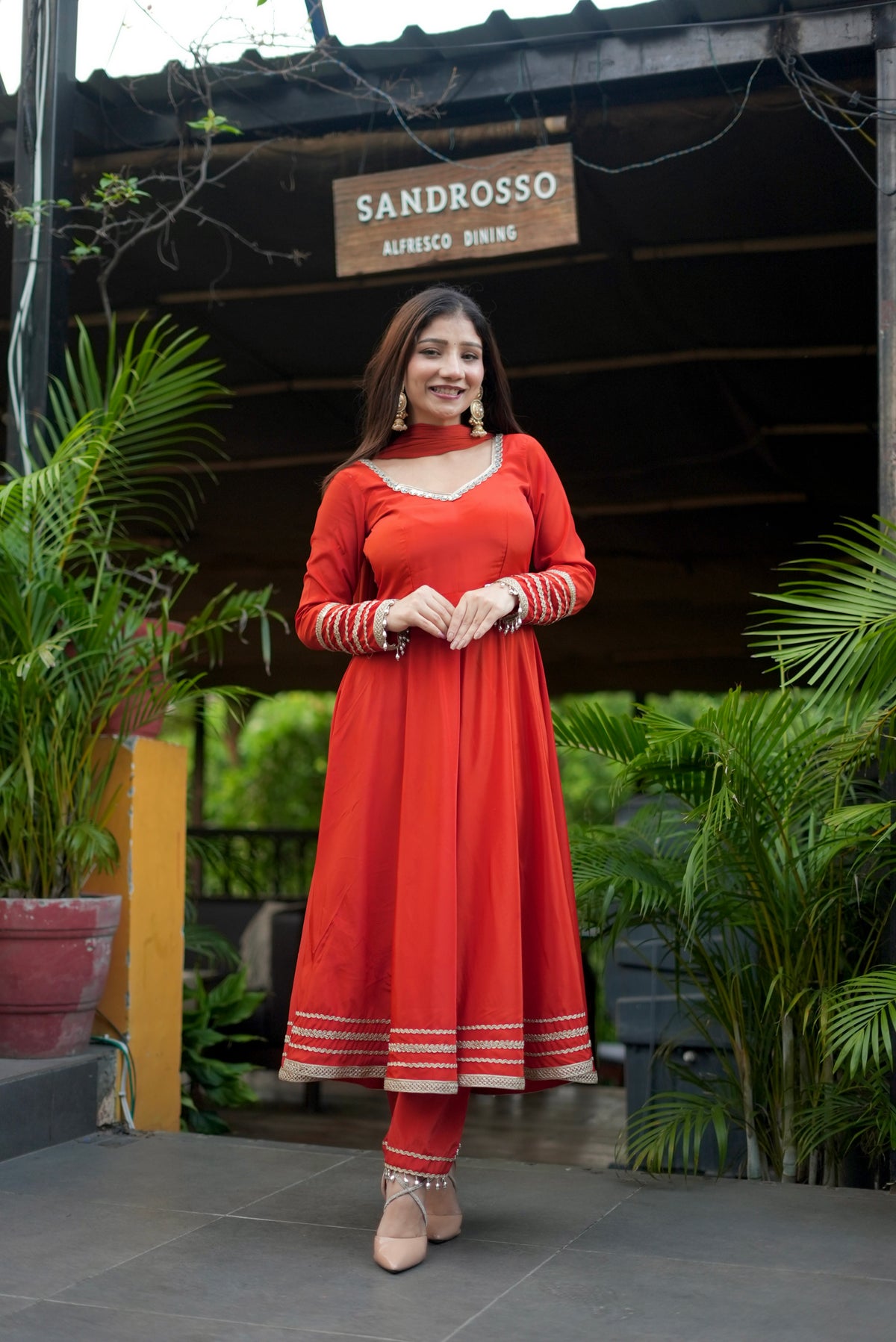 Rust Anarkali Suit