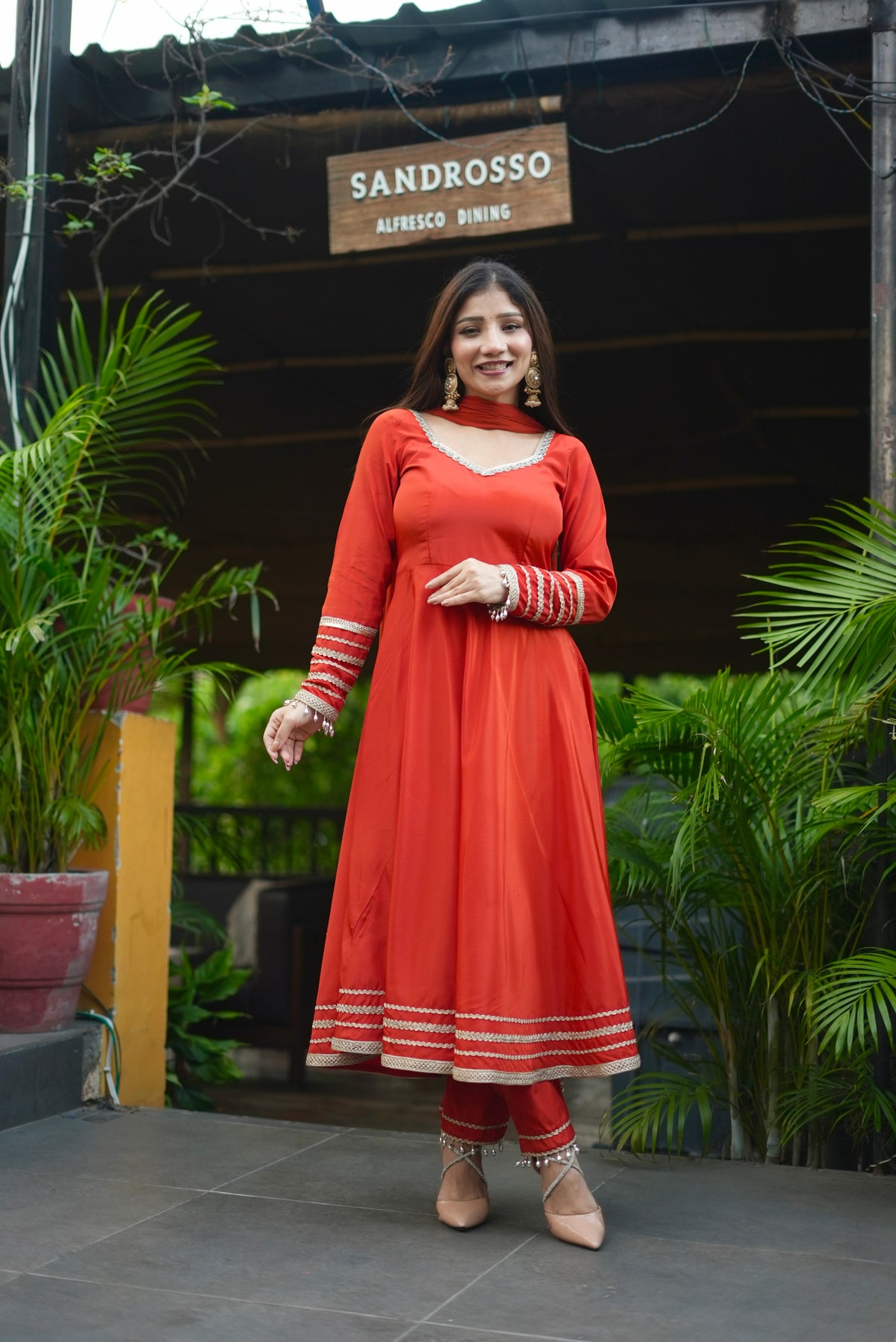 Rust Anarkali Suit