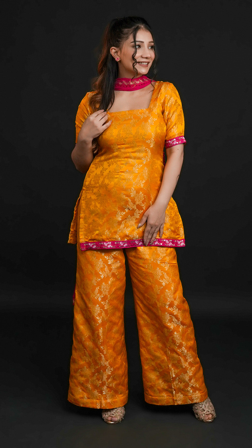 Marigold Jacquard Suit Set