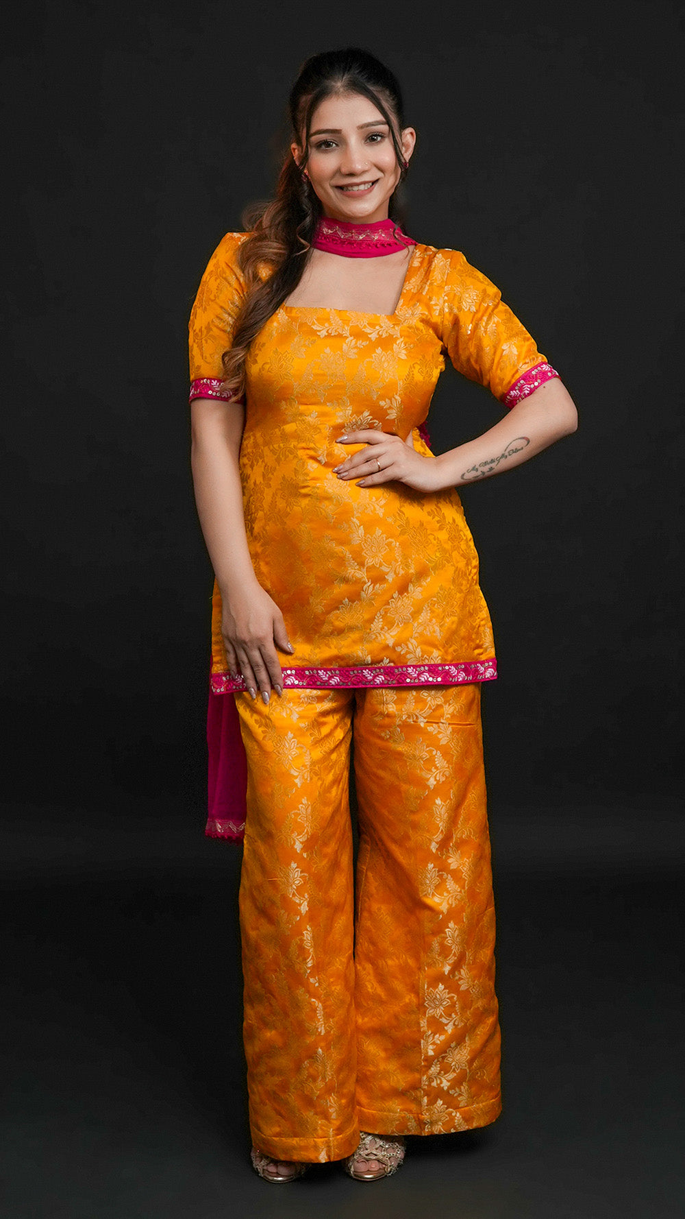 Marigold Jacquard Suit Set
