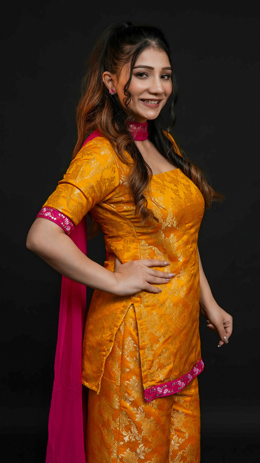 Marigold Jacquard Suit Set
