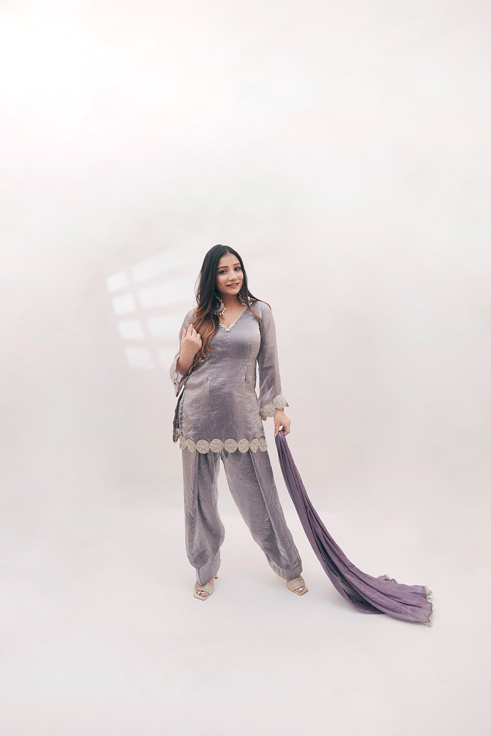 Smoky Lavender Punjabi Suit